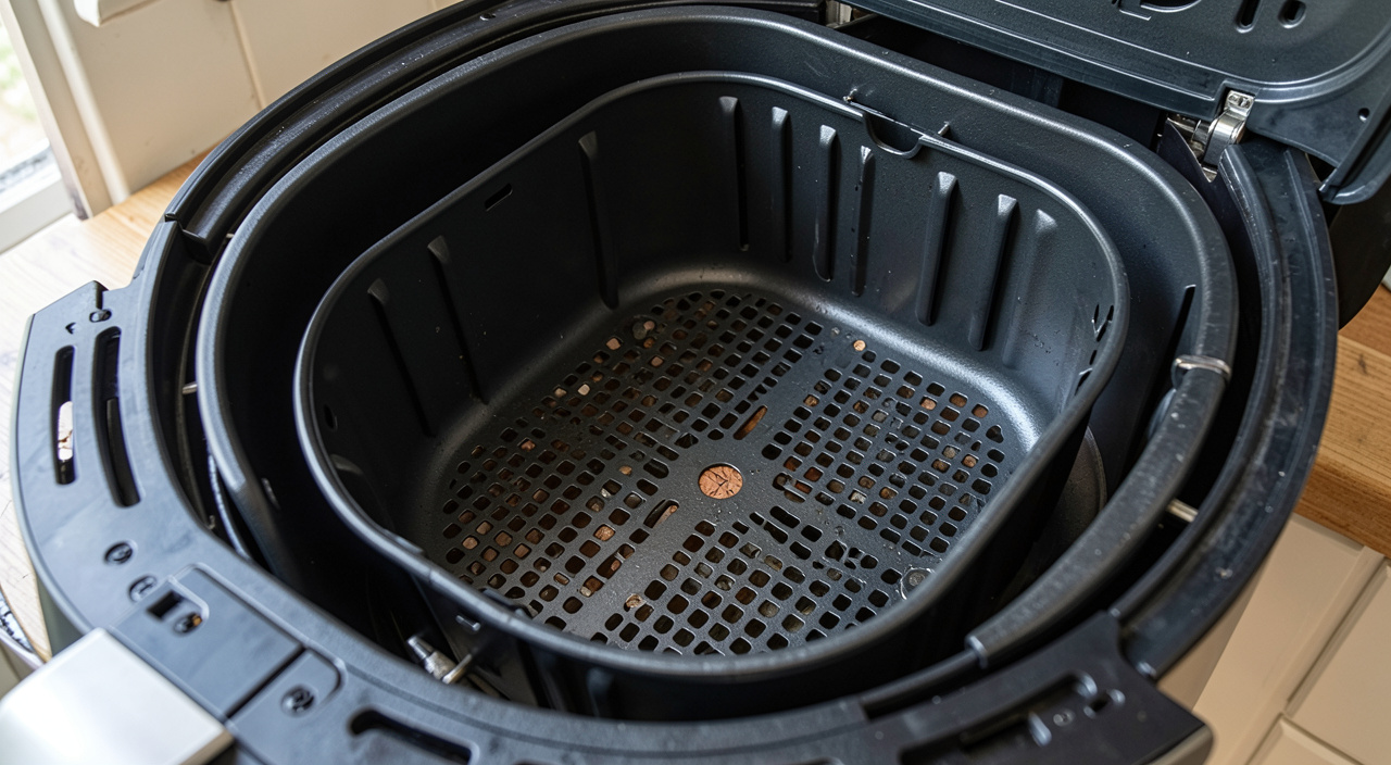 Preheated air fryer basket